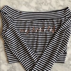 off the shoulder “living my best life” crop top